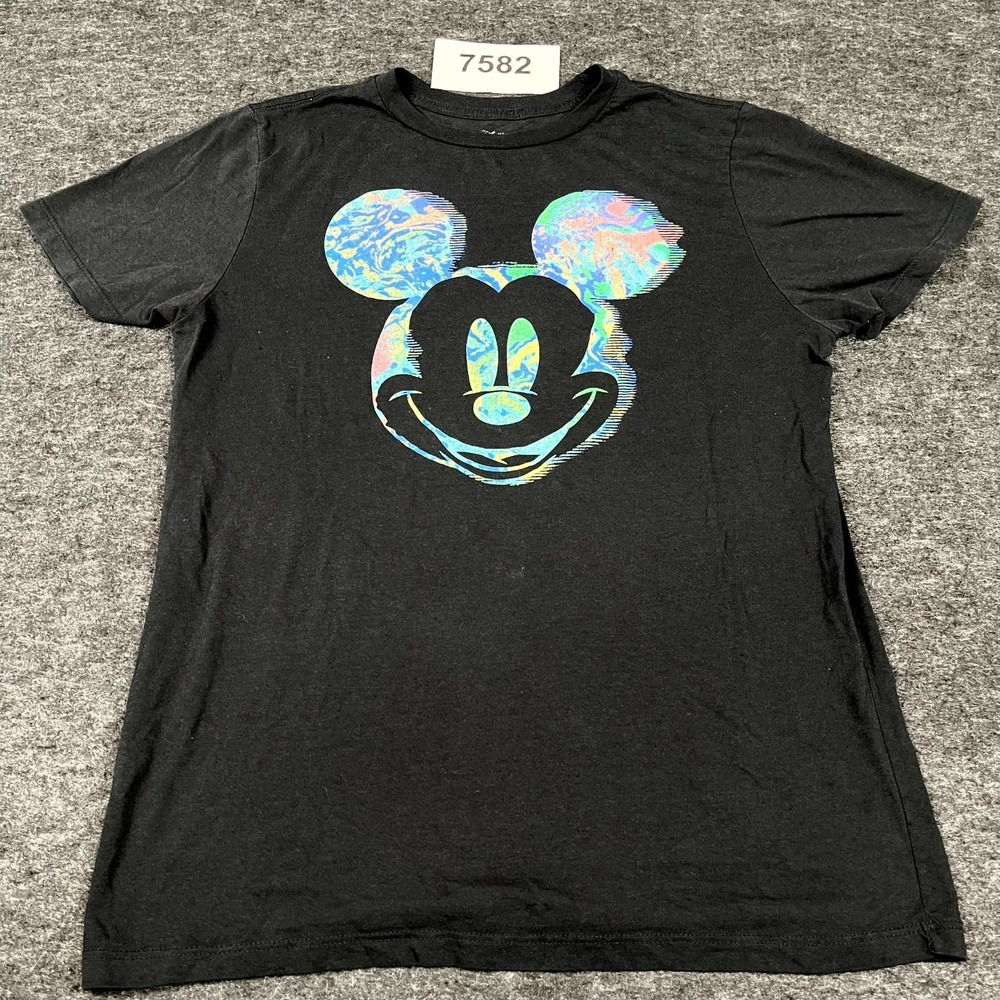 Disney Mickey Mouse T Shirt Mens Medium‎ Black Graphic Print Cotton Crew Neck